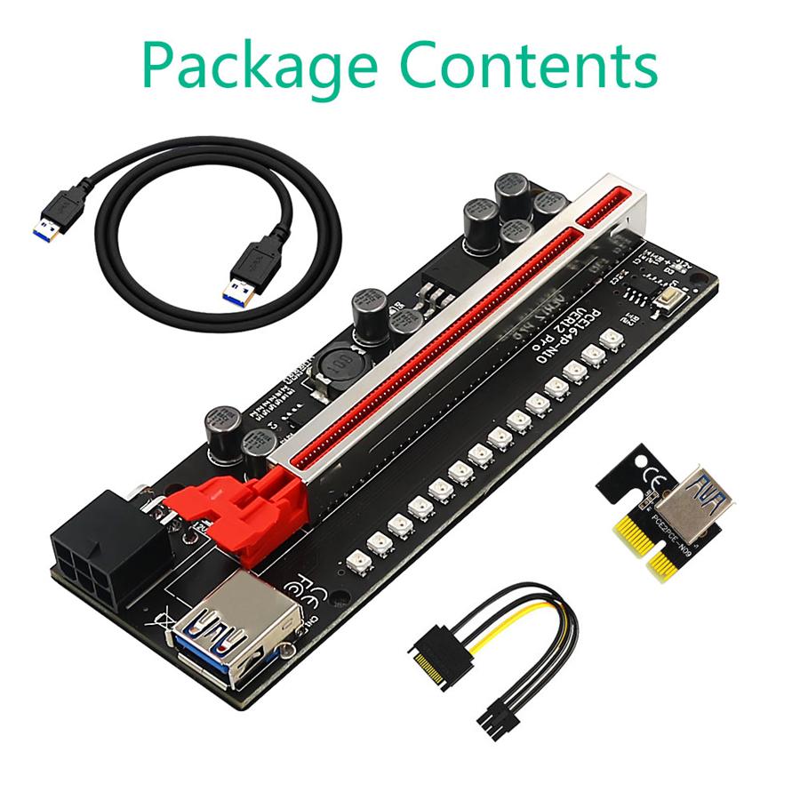 Upgrade Riser 012 PRO LED Light PCIE Riser for Video Card Graphics Expansion Card Adapter PCI-E 16X Riser For Mining