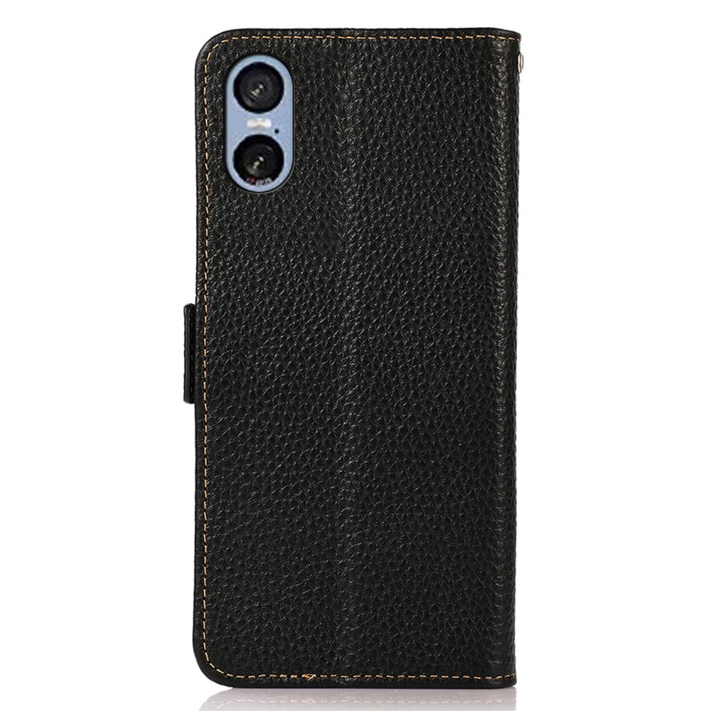 For Sony Xperia 5 VI Case RFID Blocking Genuine Cow Leather Phone Cover