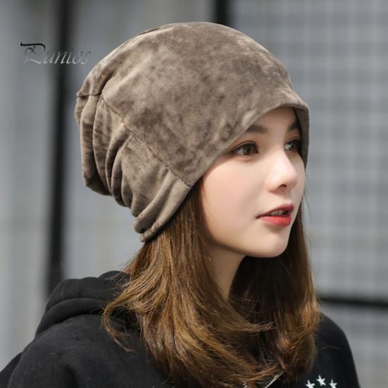 Lady Winter Hat Women Beanie Elastic Soft Solid Color Baggy Slouchy Keep Warm No Brim Plush Fashion Accessories