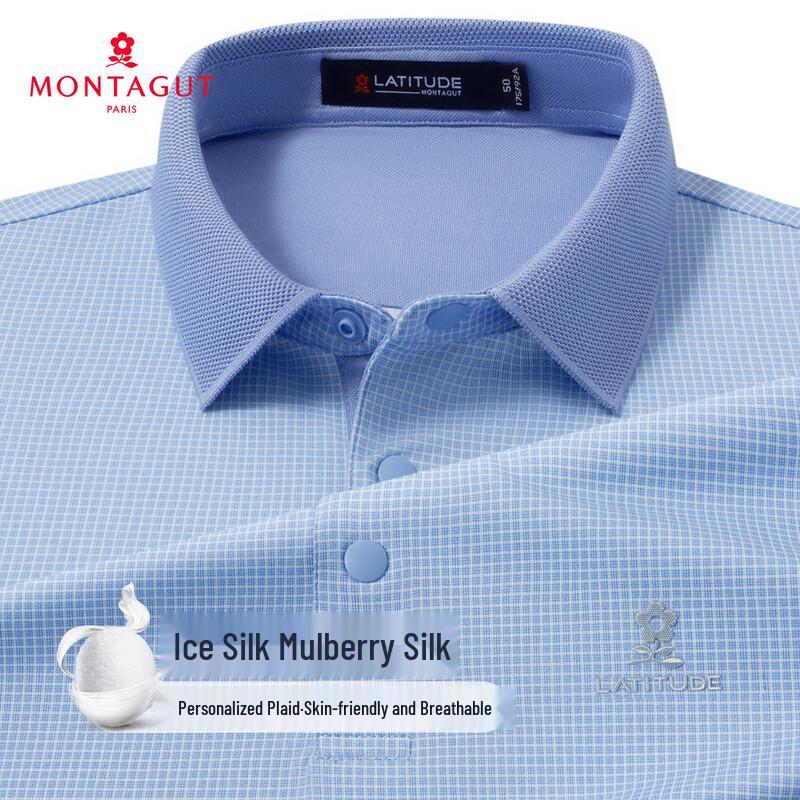 

MONTAGUT Men s Ice-Cool Silk Blend Micro-Grid Polo Shirt XL