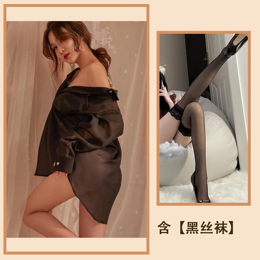 Sex Underwear Sexy Women's Chiffon White Shirt Extreme Uniform Temptation Nightdress Perspective Pajamas Free Suit
