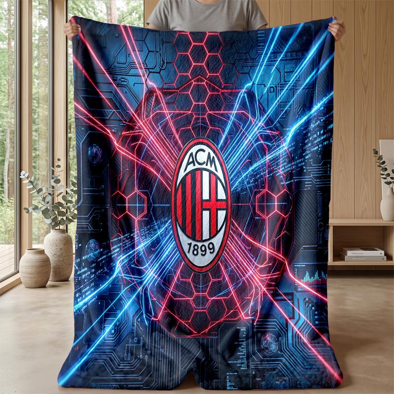 AC Milan Theme Blanket Soft Flannel Blanket Plush Throw Blanket Cozy Sofa Bed Blanket for Home Decor