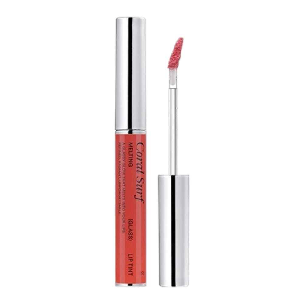 SISTER ANN Melting Glass Lip Tint 01 Coral Surf - High-Shine Glow Tint with Moisturizing Oil Base & Vibrant Daily Coral Color