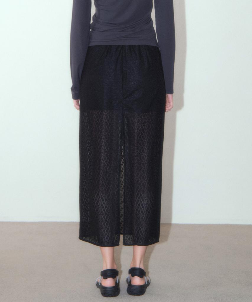 Hauseuobeupondeu Fog Flower Maxi Skirt_Black