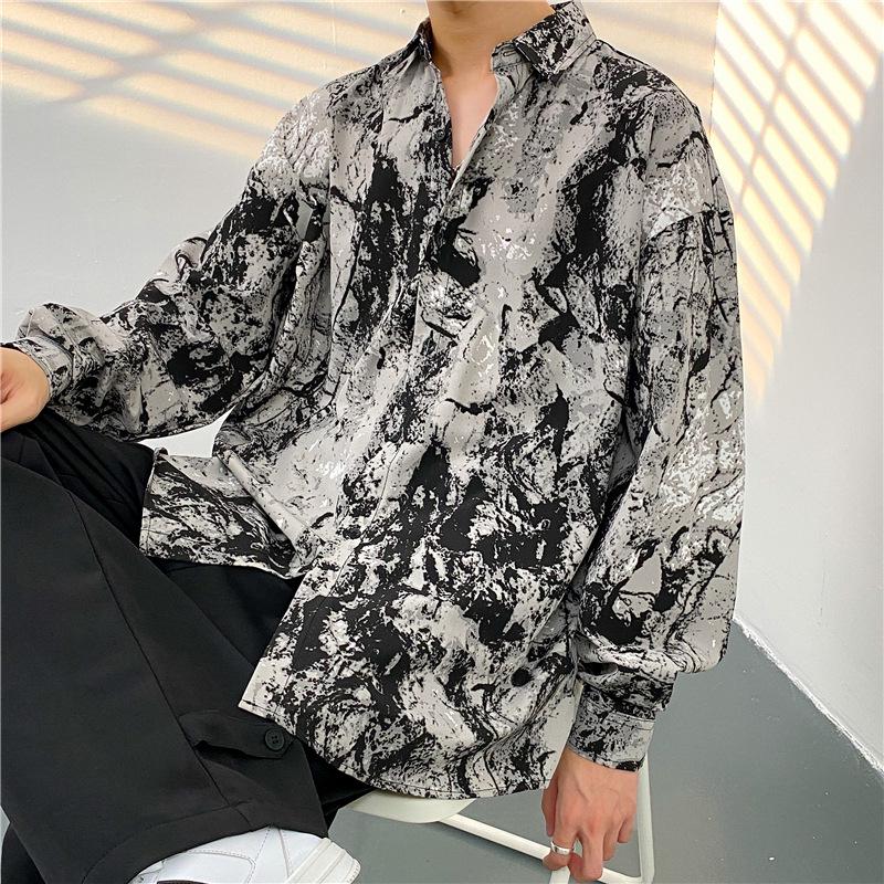 Unisex Thai Vintage Floral Long-Sleeve Shirt, Loose Fit for Street Dance, Spring/Autumn