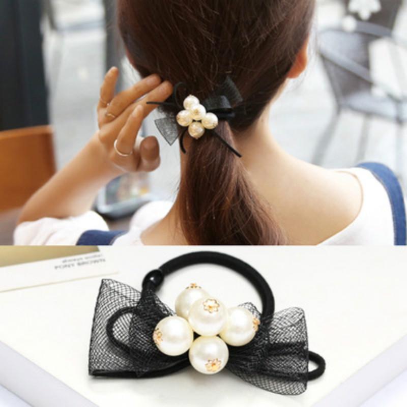 

Lace Bows And Pearl Hair Rope KTB