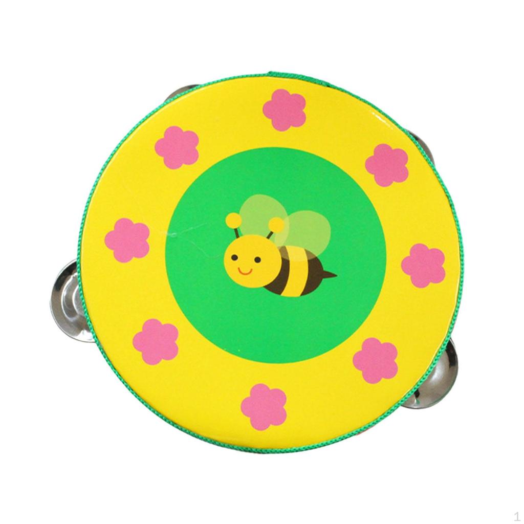 Wood Handheld Tambourines Double Rows Tambourine Drum Bell for Game Toys