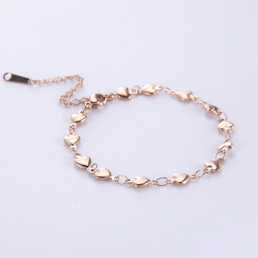 Gold Heart Chain Bracelet for Women Stainless Steel Adjustable Bracelets Summer Jewelry