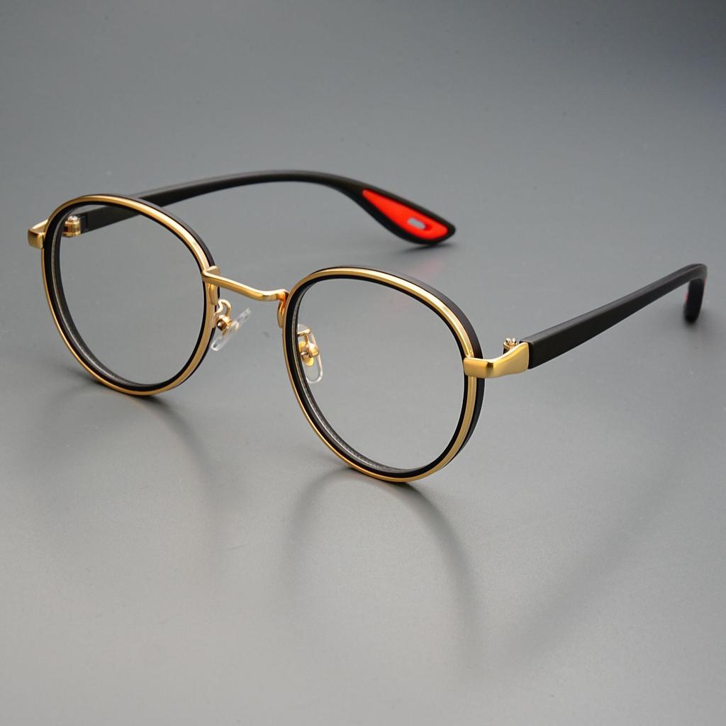 Metal Anti-Blue Light Glasses Women Men Vintage Round Frame Eye Protection Ultra Light Eyeglasses