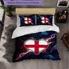 England Football Pattern 3 Pieces Bedding Set Soft Microfiber Duvet Cover with Pillow Cases for Bedroom