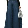 Dunkelblaue High-Waist-Culottes mit weitem Bein und asymmetrischem Saum