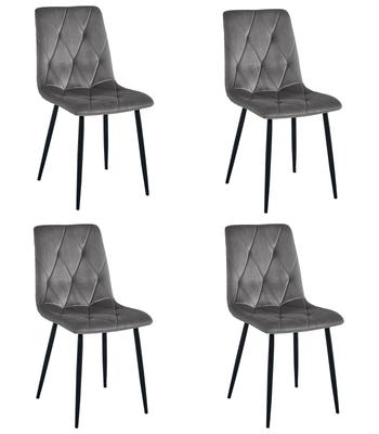 LIBRA Chair - Dark Gray Velvet / Black Legs X 4