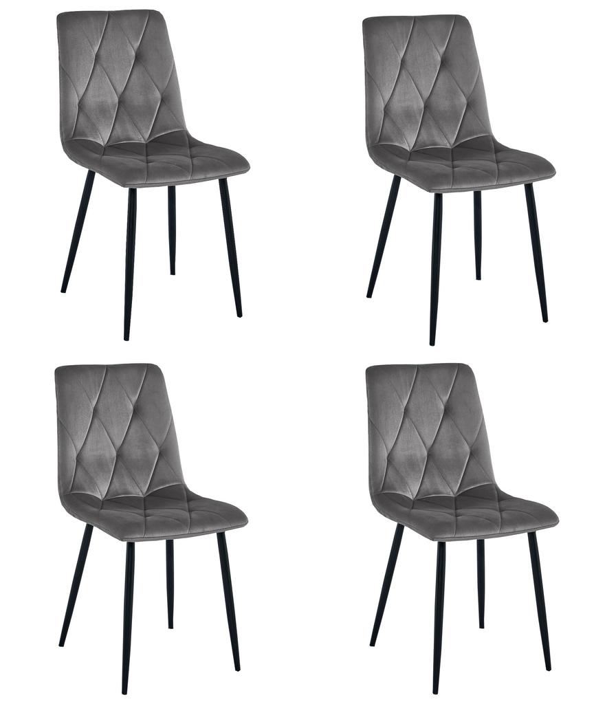 LIBRA Chair - Dark Gray Velvet / Black Legs X 4