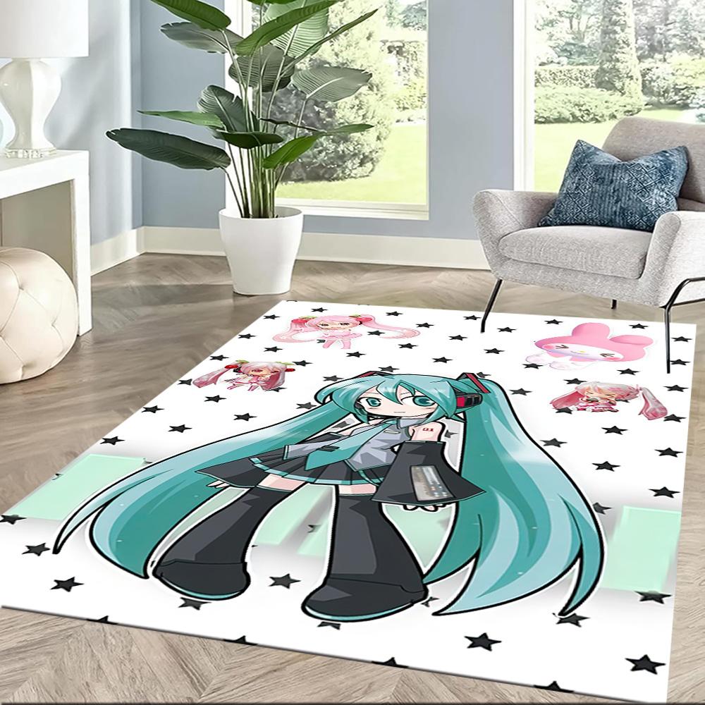 Hatsune Miku Style Square rugs are a great choice for living rooms, bedrooms, home décor, and as gifts.