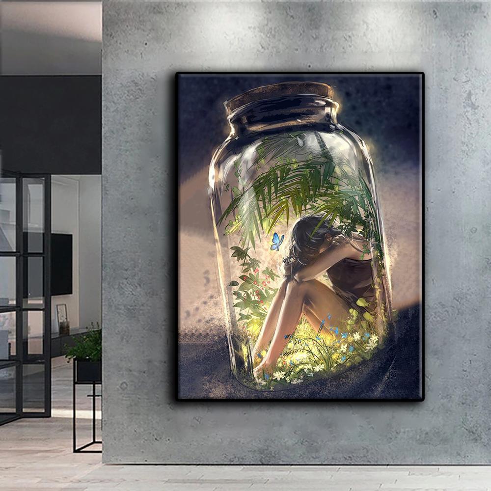 5D Diamond Painting Girl In Hourglass Bottle DIY Diamond Embroidery Rhinestone Home Decoration