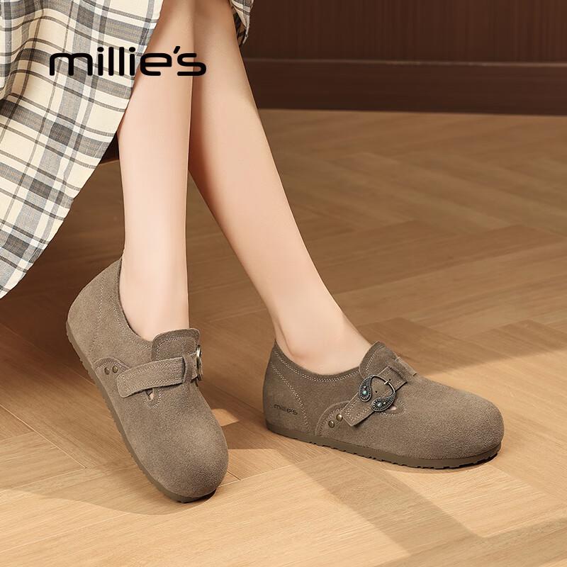 Millies Women s Leather Slip-On Birkenstock-Style Flats EU 38