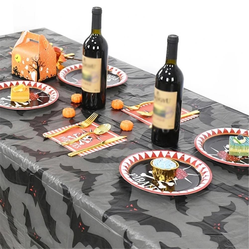 Halloween Decoration Tablecloth Pumpkin Spider Web Bat Plastic Table Cover Festival Party Home Table Decoration Supplies