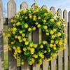 Spring Summer Wreath for Front Door Artificial Wildflowers Wreath with Eucalyptus Leaves for Indoor Outdoor Wall Porch Farmhouse Home Decor
