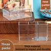 1pc Three-Compartment Transparent Cosmetic Acrylic Storage Box, Pen Holder, Makeup Brush Organizer, Creative Desktop