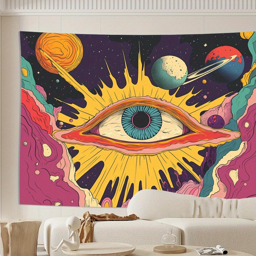 Space Eye Psychedelic Tapestry Retro Trippy Wall Art for Living Room Bedroom Office Party Home Decor