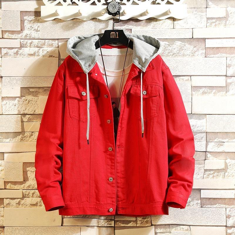 Men's Plus Size Multi-Pocket Hooded Denim Jacket Loose Workwear Denim Jacket