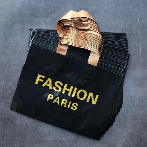 50pcs Plastic Handbag Clothing Store Shopping Packaging Gift Storage Portable Color Shop Universal Bags for Business Pocket