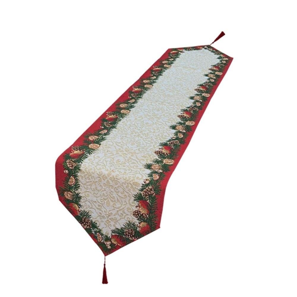 Red Christmas Table Runner Tree Santa Claus Tablecloth Flower Linen Table Cover  Christmas Eve