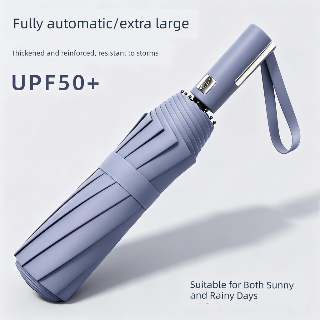 Fully Automatic Large Umbrella, Thickened and Reinforced, Foldable, Sunshade, Uv Protection, Dual-Use for Sun and Rain, Suitable for Men and Women