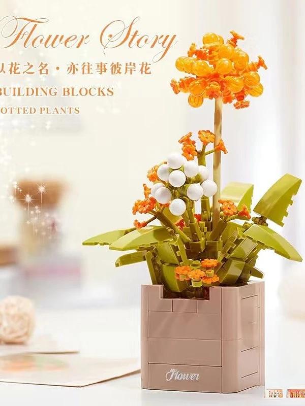 Sende deiner Mutter ein Geschenk Blumen Bausteine Ewige Bonsai Serie Set DIY Topfblume Löwenzahn Pfingstrose Steinpflanze Blumenstrauß Deko