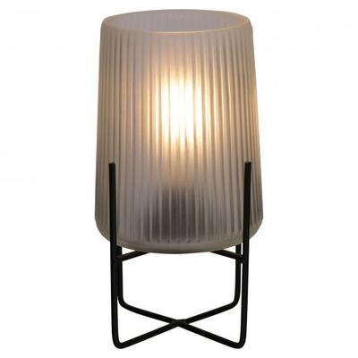 Lampa Szklana Hestia na Baterie ze Stojakiem Matowa Biała 12,5cm x 23cm