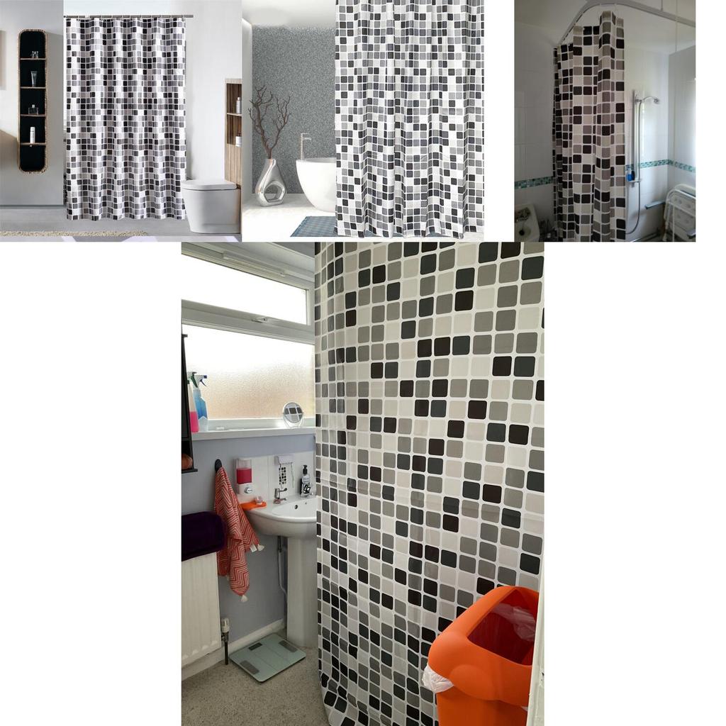 Elegant Mosaic Design Bathroom Curtain With Waterproof Polyester Fabric For Modern Homes