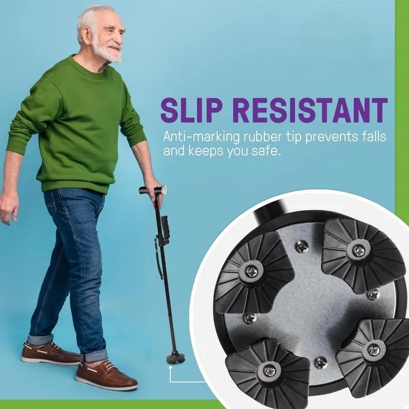 Smart Hand Crutches Cane Elderly People Four-legged Non-slip Aluminum Alloy With Light Folding Cane Flashlight SOS Alarm