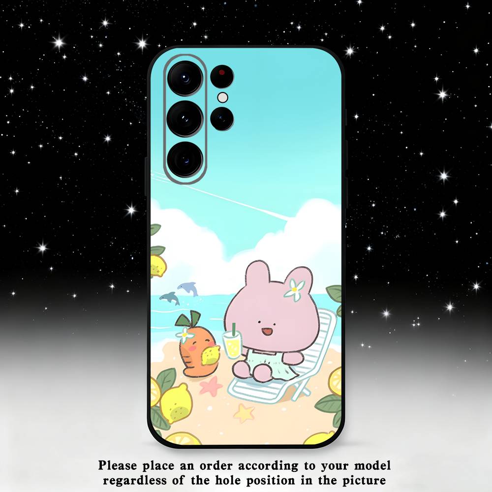 Cartoon A-Asamimichan Phone Case For Samsung S25,S24 Ultra,S20,S30 plus,S22 plus,S23,S30 Ultra 5G Silicone Black Shell
