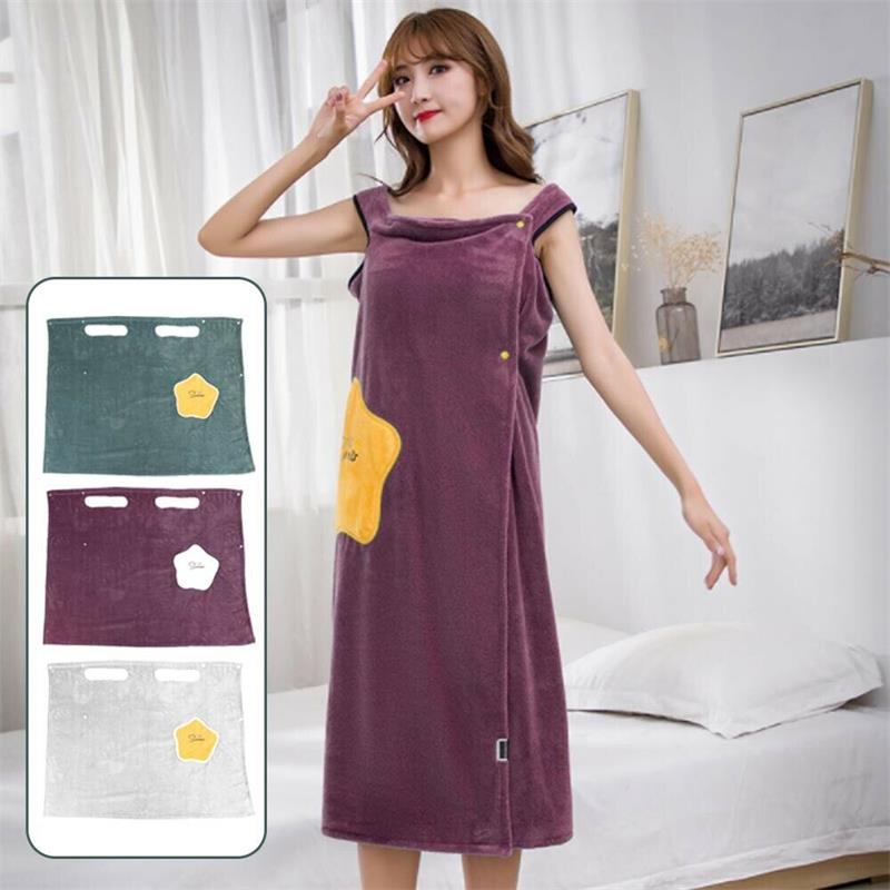 Buy Women Quick Dry Wearable Microfiber Plush Bathrobes Towel Spa Wrap