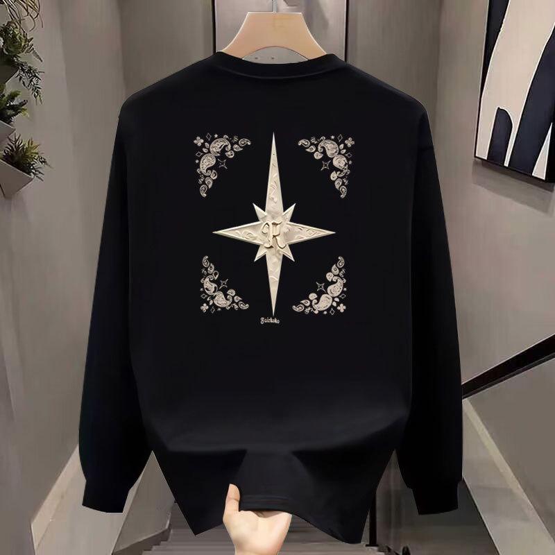 American Trendy Brand Threaded Cuffs Long-Sleeved Pure Cotton Men'S Bottoming Shirt T-Shirt Trendy Autumn And Winter Men'S And Women'S Tops