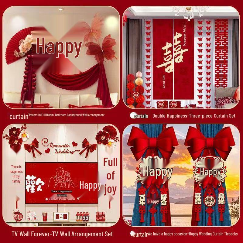 Elegant Wedding Room Decoration Set: Complete Bedroom & Bedside Table Arrangement