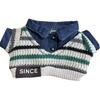 Plush Toy Clothes, Fake Layered Sweater Shirt, for 10cm Plush Toys, Casual, Striped, Layered Look, Dress-Up Outfit, Fan Activity Accessories (Blue)