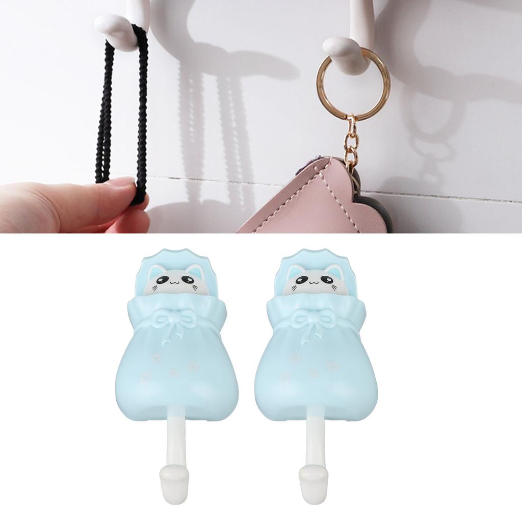 Cute Adhesive Hook Cartoon Cat Wall Mount Clothes Hanger Hook for Hat Coat Bag Towel