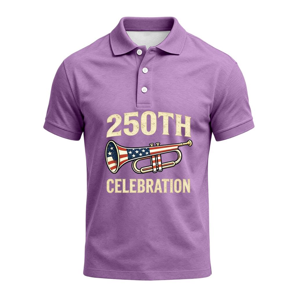 Men's 250th Anniversary Short Sleeve Polo Shirt America Strong Graphic Print 1776 to 2026 Commemorative Casual Shirt
