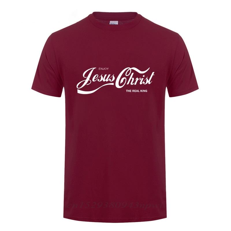 ENJOY JESUS CHRIST THE REAL KING CHRISTIAN FUN T SHIRT Baptism Church Bride Squad Esthetic Faith Cotton Funny Gift TShirt