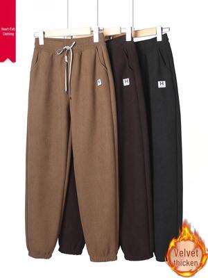 Mom's High-Waisted Tapered Pants - Plus Velvet, Midweight, Casual, Spring-Fall, Winter Wear