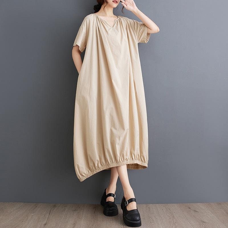 

Новое хлопковое винтажное платье больших размеров с коротким рукавом для женщин, повседневное свободное длинное летнее платье жёлтый