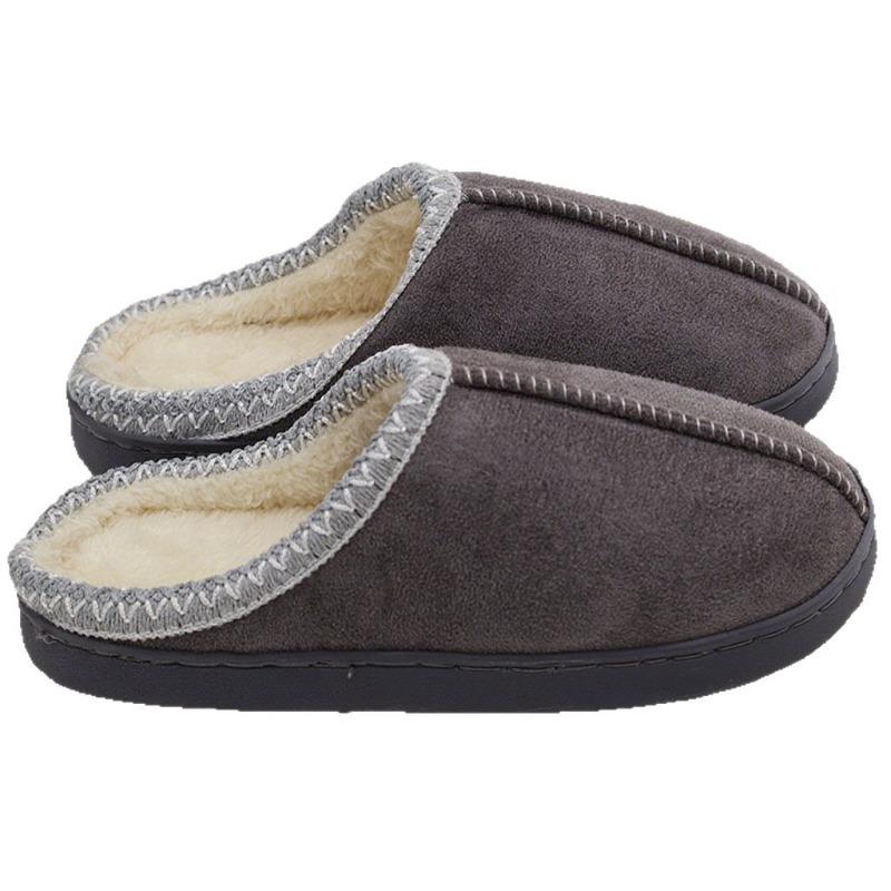 Winter wear suede couple cotton slippers thick bottom warm non-slip home indoor new hair drag men and women