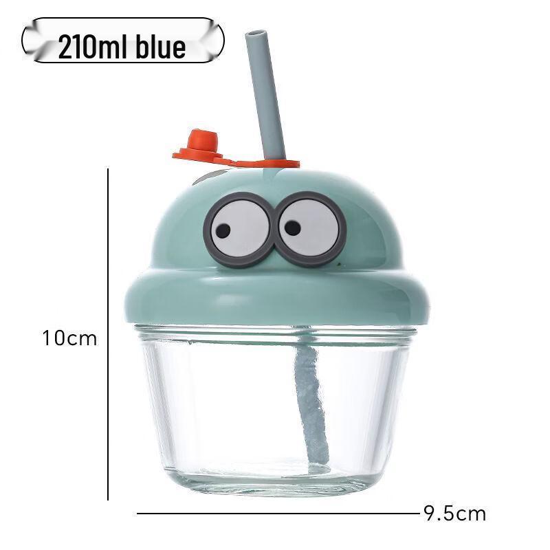 BOLIDOMI Cute Cartoon Mini Glass Straw Cup
