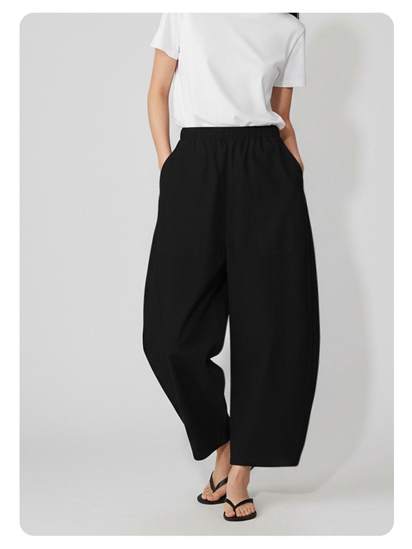 

2026 Women s High-Waisted Pure Cotton Twill Cocoon Pants - Loose, Slimming & Versatile for Summer Small чёрный