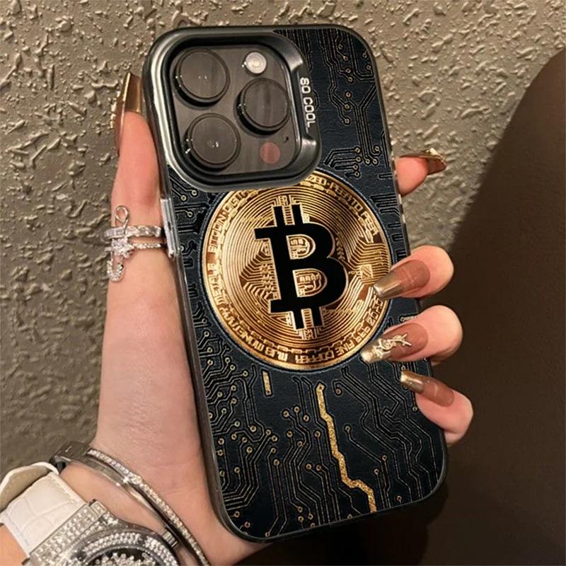 Luxury Bitcoin  Phone Case For  Mi 14T 14 3 12T 13T Pro 11 Lite 5G NE POCO M6 F6 F5 X6 M6 Electroplate Silver IMD Cover