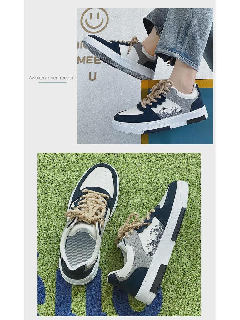 2024 Spring Men's Thick-Soled White Sneakers: Breathable, All-Match, Casual Sports Fashion Shoes
