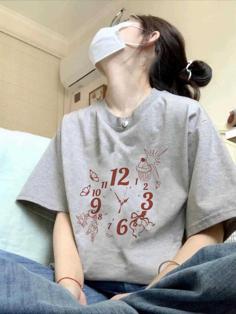 Women's Oversized Pure Cotton Short Sleeve American Style T-shirt – New Summer 2025 Design