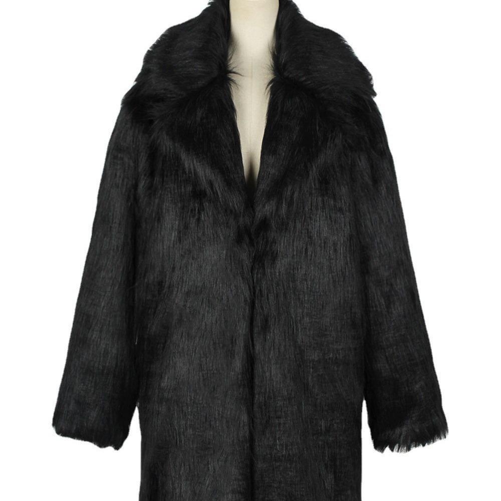 Long imitation fox hair suit collar imitation fur coat women's casual coat autumn and winter