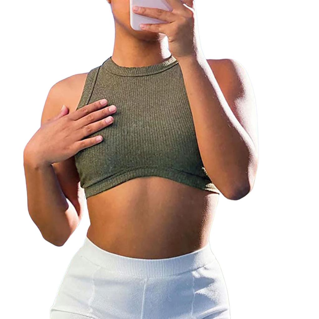 Womens Tank Top R Neck Basic Solid Color Casual Flowy Summer Sleeveless Deep Side Cut Tops For Women